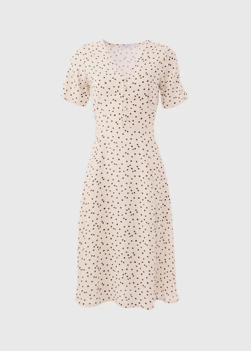 Cream Spot Print Midi Dress - Size 8 Image 5