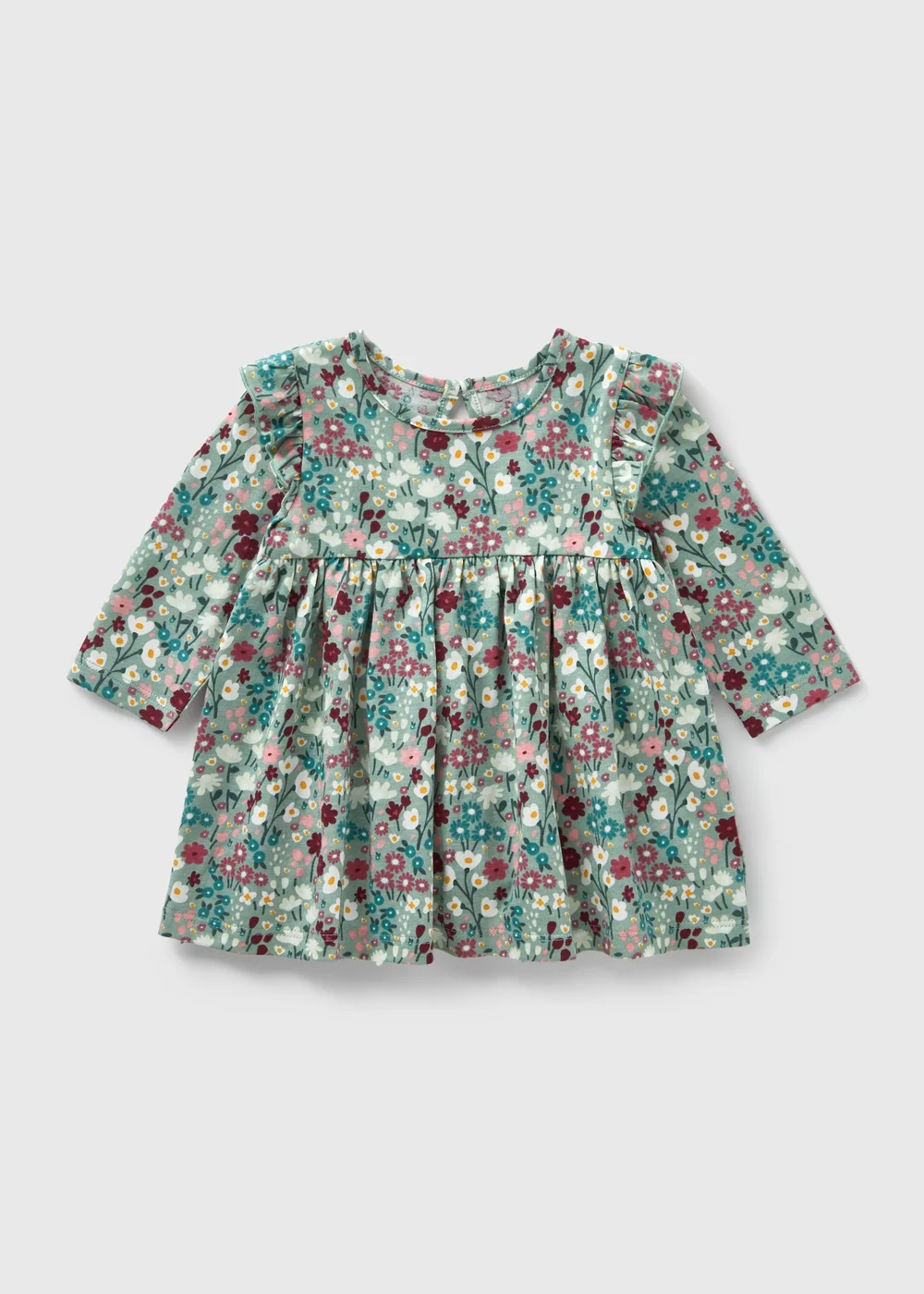 Baby Multicolour Floral Frill Dress (Newborn-23mths) - 0-3 months Image 1