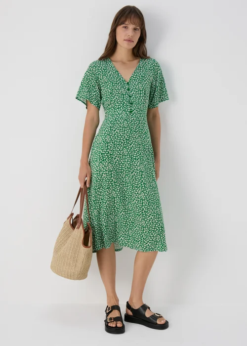 Green Spot Print Midi Dress - 8 Image 1