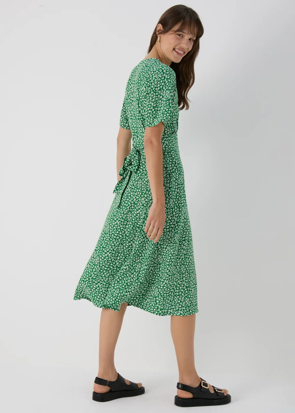 Green Spot Print Midi Dress - 8 Image 2
