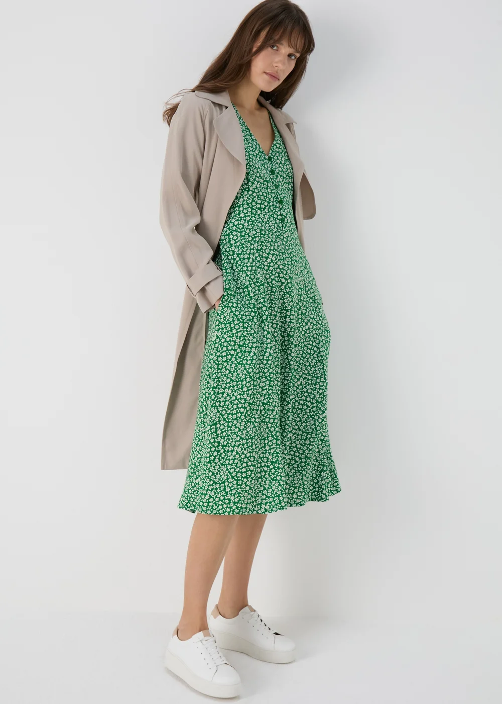 Green Spot Print Midi Dress - 8 Image 4