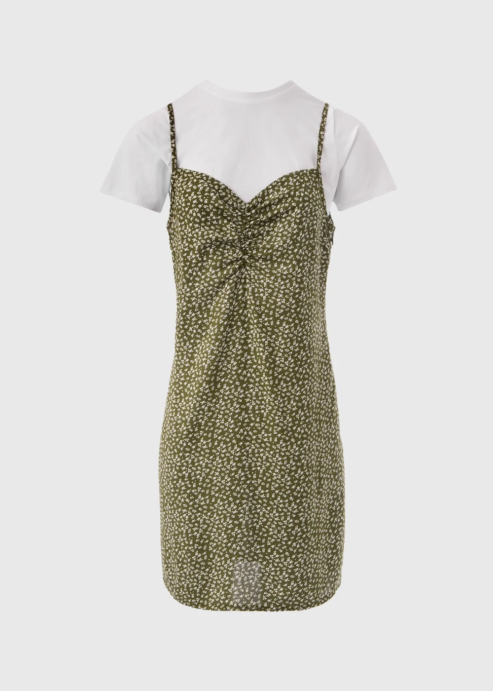 Green Floral Print Cami Midi T Shirt Dress - 8 Image 5
