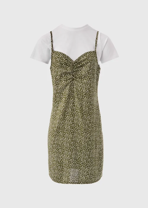 Green Floral Print Cami Midi T Shirt Dress - 8 Image 5