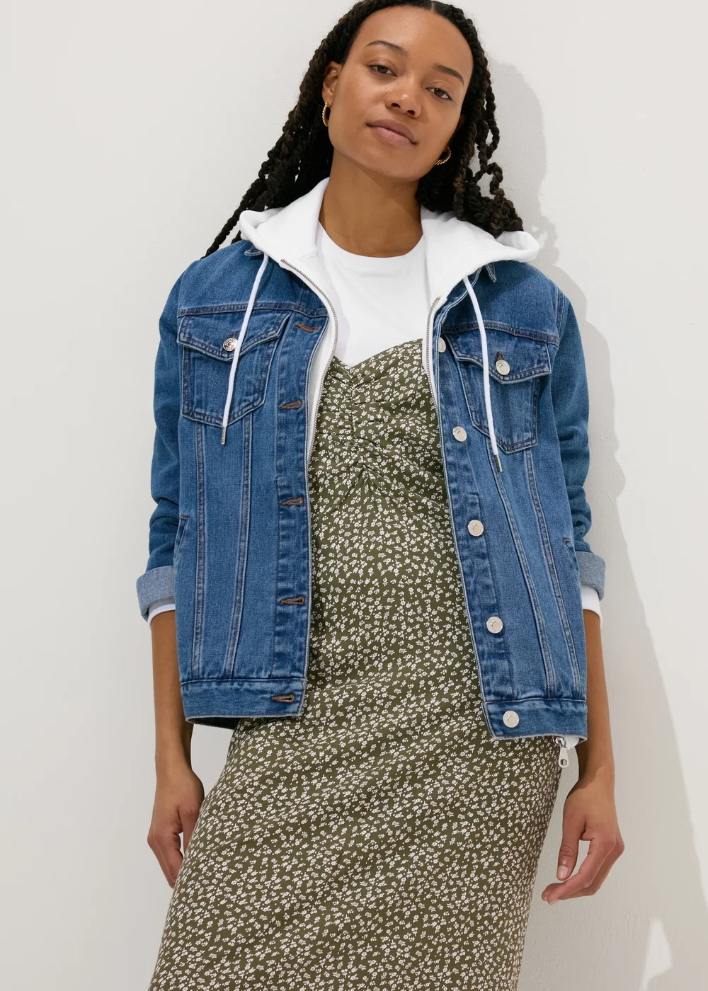 Green Floral Print Cami Midi T Shirt Dress - 8 Image 1