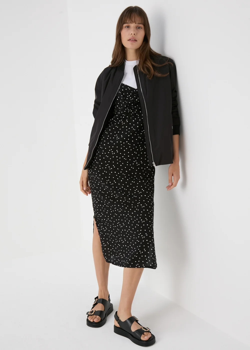 Black 2 in 1 Midi Cami Dress - Size 8 Image 4