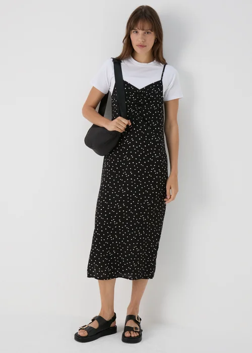 Black 2 in 1 Midi Cami Dress - Size 8 Image 1