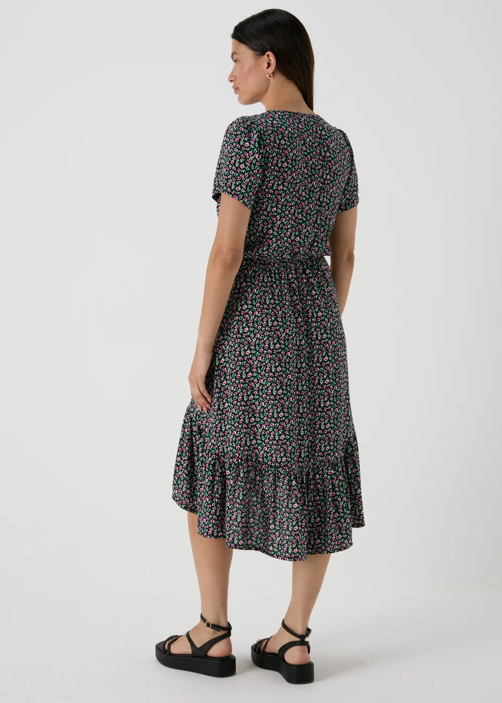 Multicoloured Floral Midi Dress - Size 8 Image 2