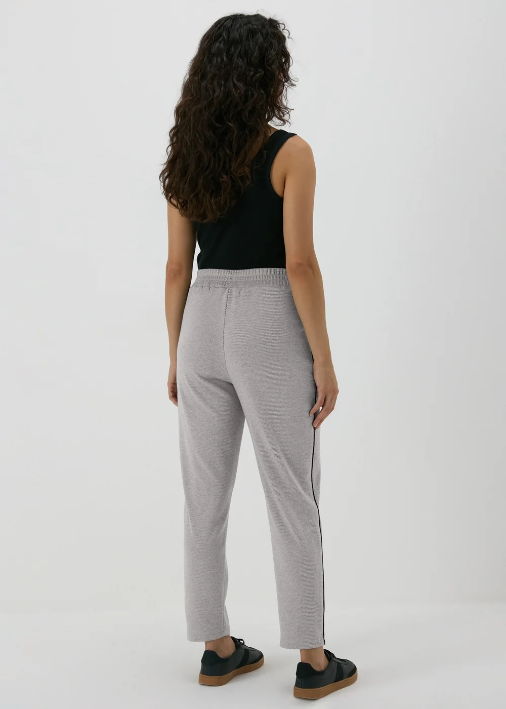 Grey Textured Tapered Joggers - Size 8 Image 2
