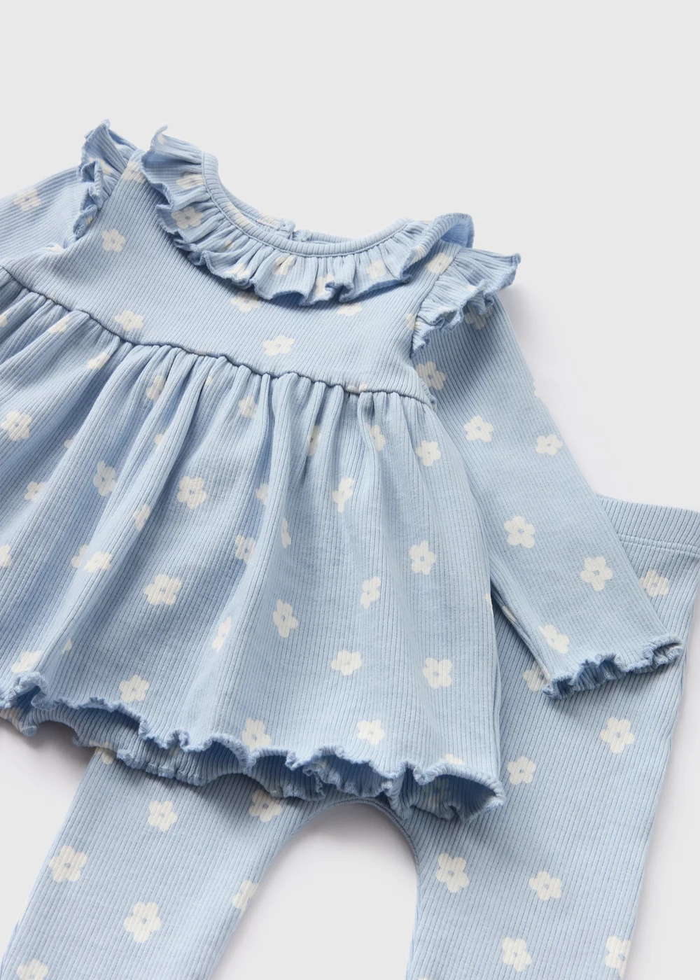 Baby Blue Floral Top & Leggings Set (Newborn-23mths) - Age 0 - 3 Months Image 2