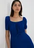Blue Tie Front Textured Midi Dress - Size 8 Image 3