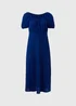 Blue Tie Front Textured Midi Dress - Size 8 Image 5
