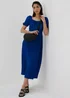 Blue Tie Front Textured Midi Dress - Size 8 Image 4