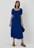Blue Tie Front Textured Midi Dress - Size 8 Image 1