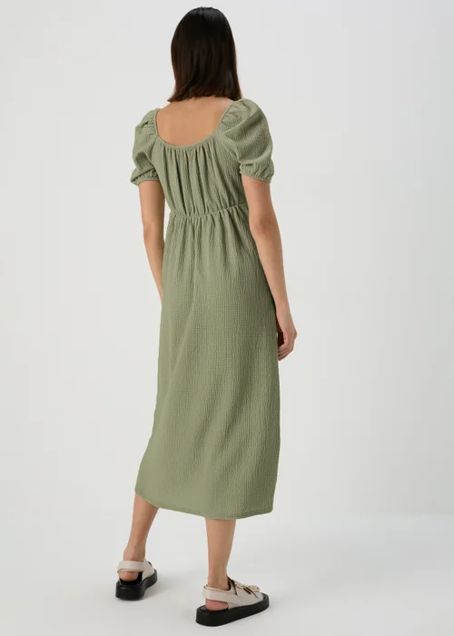 Green Tie Front Textured Midi Dress - Size 8 Image 2