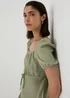 Green Tie Front Textured Midi Dress - Size 8 Image 3