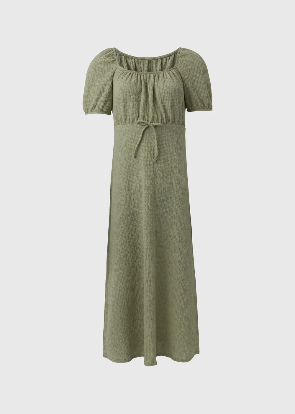 Green Tie Front Textured Midi Dress - Size 8 Image 5