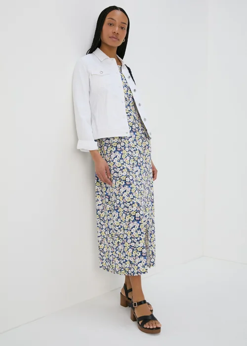 Multicolour Shirred Cuff Jersey Midi Dress - Size 8 Image 4