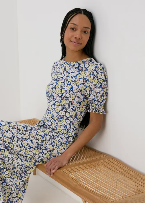 Multicolour Shirred Cuff Jersey Midi Dress - Size 8 Image 3