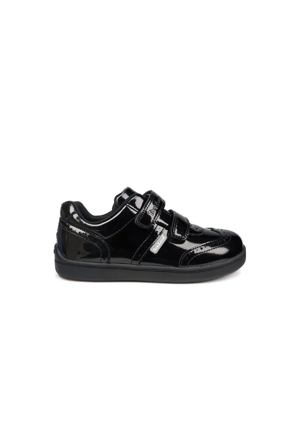 ToeZone Girls Gina Rip Tape Fastening Brogue Shoe (Younger 8- Older 2) - 1 Infants Image 2