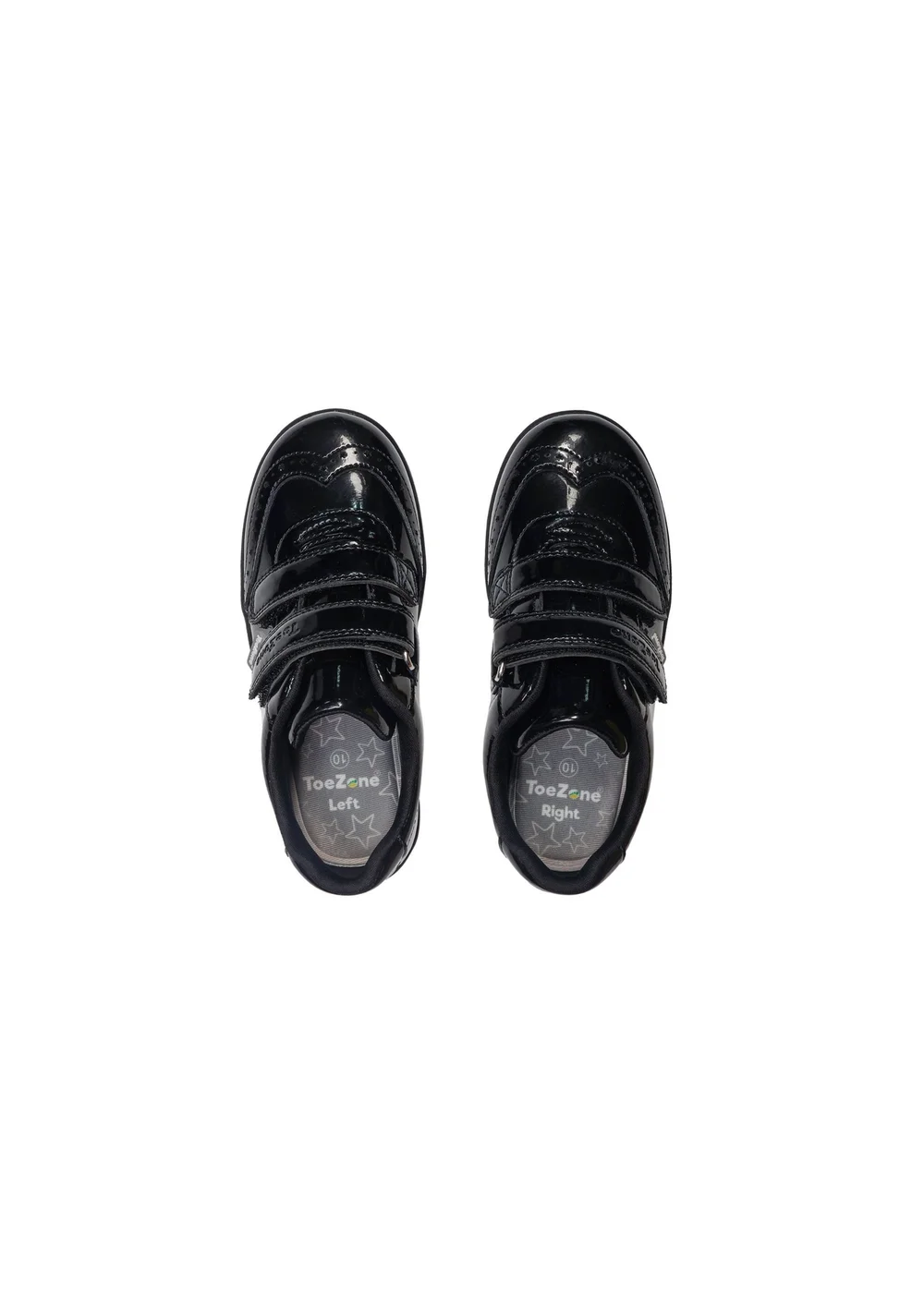ToeZone Girls Gina Rip Tape Fastening Brogue Shoe (Younger 8- Older 2) - 1 Infants Image 3