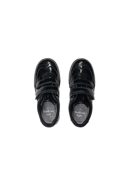 ToeZone Girls Gina Rip Tape Fastening Brogue Shoe (Younger 8- Older 2) - 1 Infants Image 3