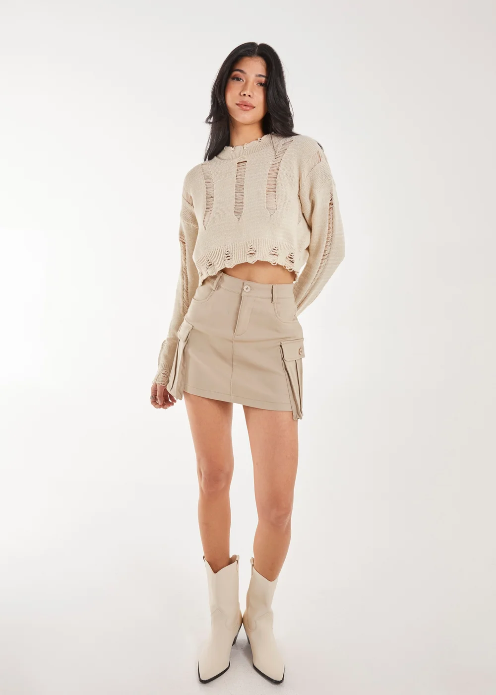 Pink Vanilla Stone Oversized Pocket Cargo Mini Skirt - S Image 3