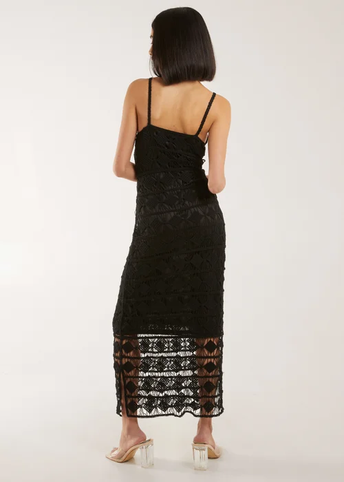 Pink Vanilla Black Crochet Geo Pattern Maxi Dress - S/M Image 2