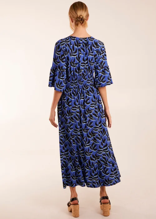 Blue Vanilla Blue Elasticated Neck Shirred Waist Midi Dress - M Image 2