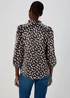 Black Daisy Print Tie Neck Frill Blouse - Size 8 Image 2