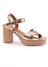 Where's That From Gold Metallic Volume Platform Block Heels - Size 7 Image 1