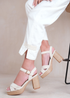 Where's That From Cream Volume Platform Block Heels - Size 8 Image 2