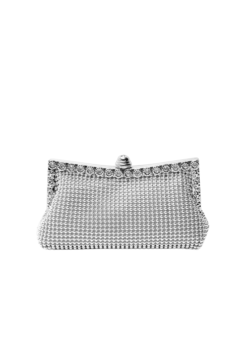 Where's That From Silver Caroline Crystal Embellished Evening Clutch Bag - One Size Image 1