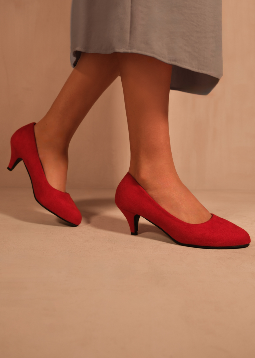 Where's That From Red Pu Shea Low Heel Court Pumps - 3 Image 2