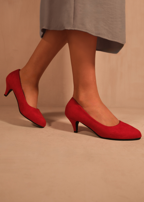 Where's That From Red Pu Shea Low Heel Court Pumps - 3 Image 2