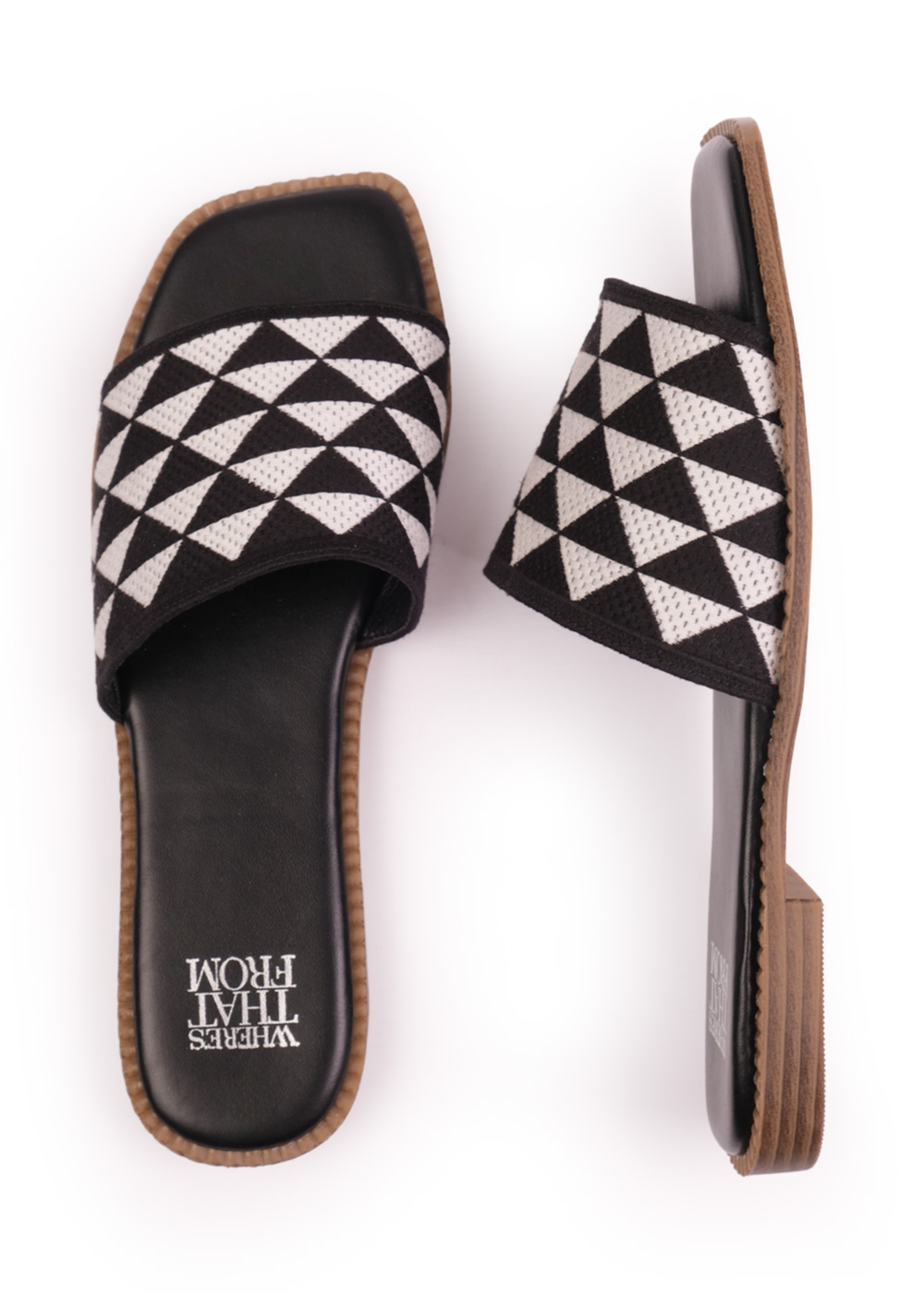 Where's That From Black Pu Sycamore Flat Sandals - 3 Image 2
