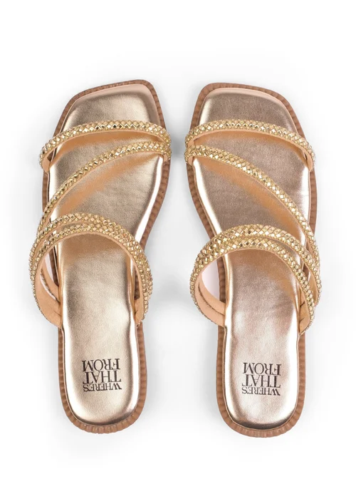 Where's That From Gold Dream Strappy Flat Sandals - 3 Image 2