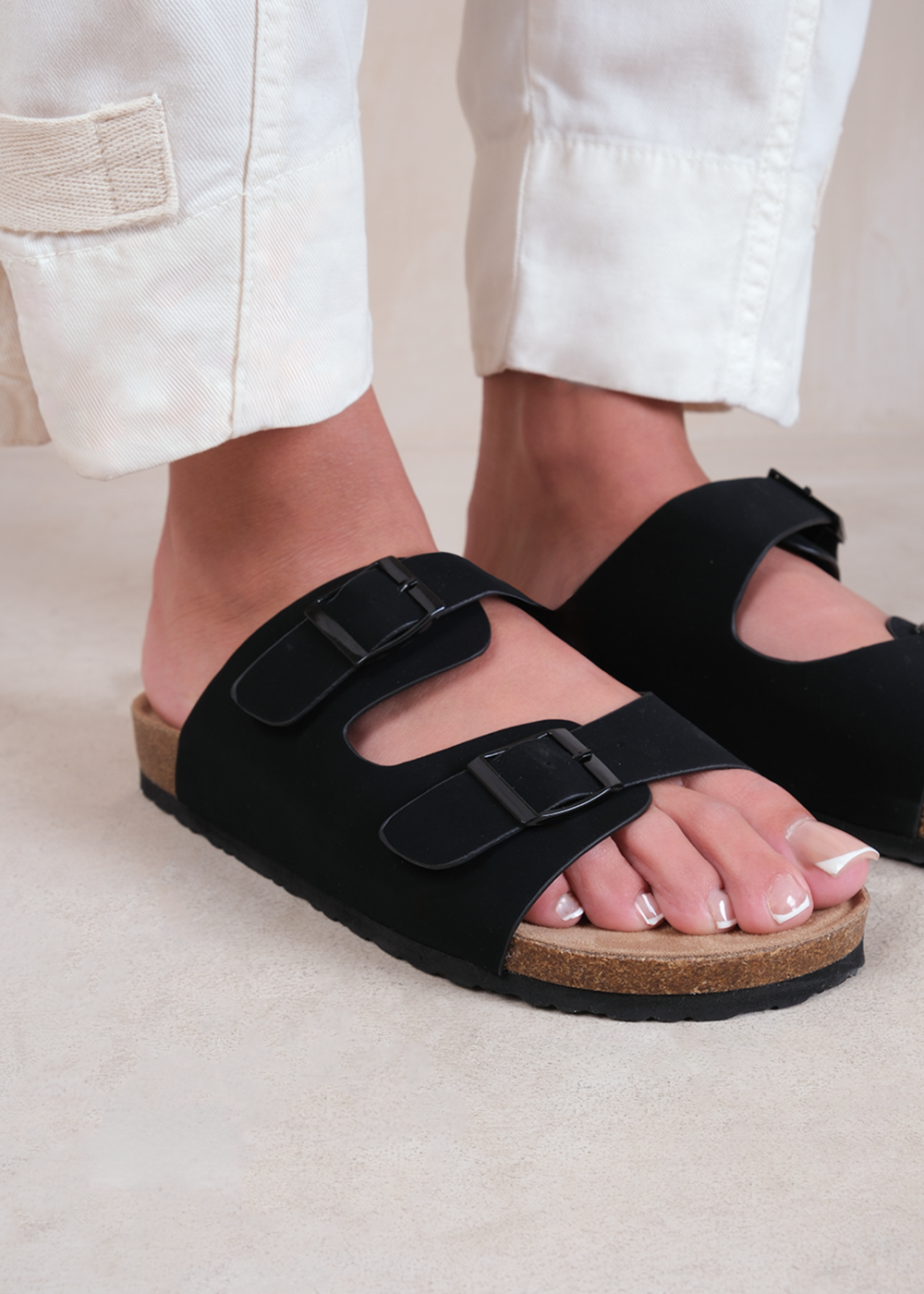 Where's That From Black Nubuck Willow Flat Sandals - 3 Image 3