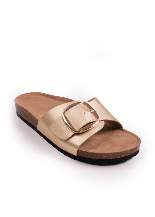 Where's That From Gold Matt Pu Sequoia Flat Sandals - 3 Image 1