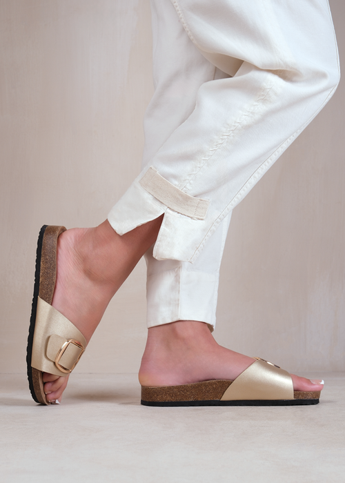 Where's That From Gold Matt Pu Sequoia Flat Sandals - 3 Image 2