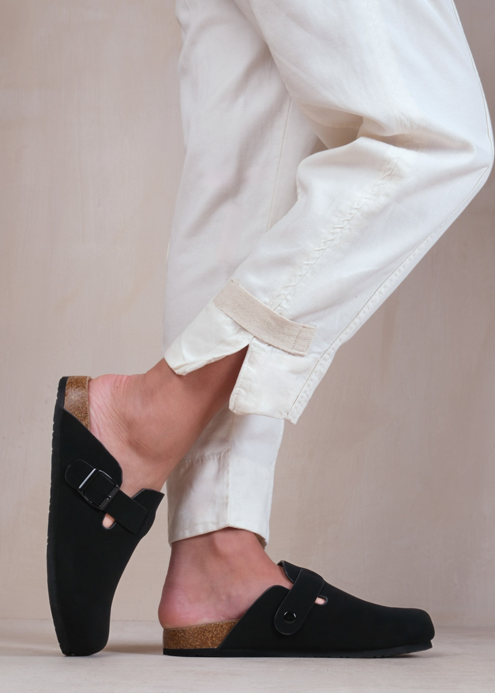 Where's That From Black Nubuck Palm Closed Toe Flat Sandals - 3 Image 2