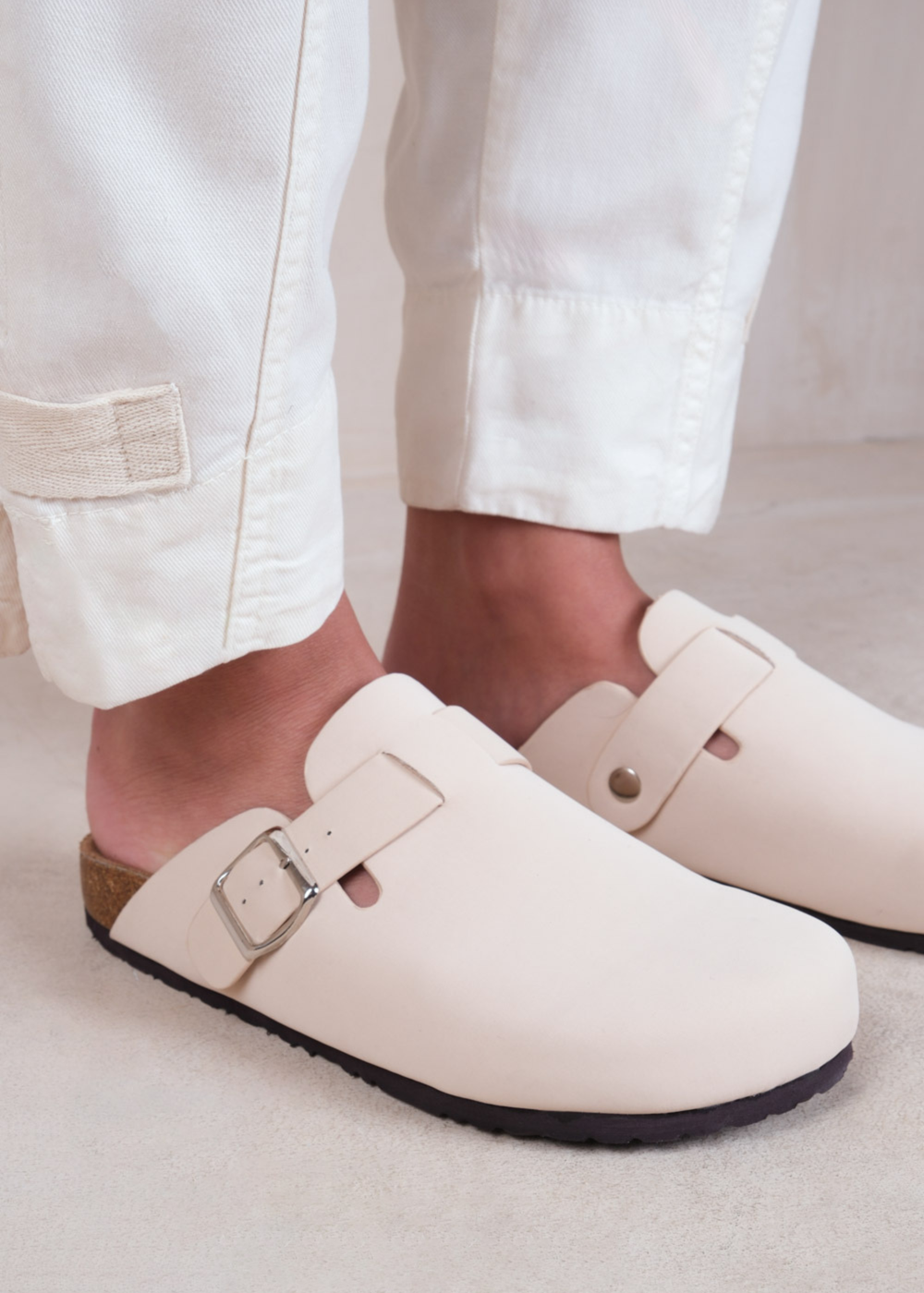 Where's That From Cream Nubuck Palm Closed Toe Flat Sandals - 3 Image 2