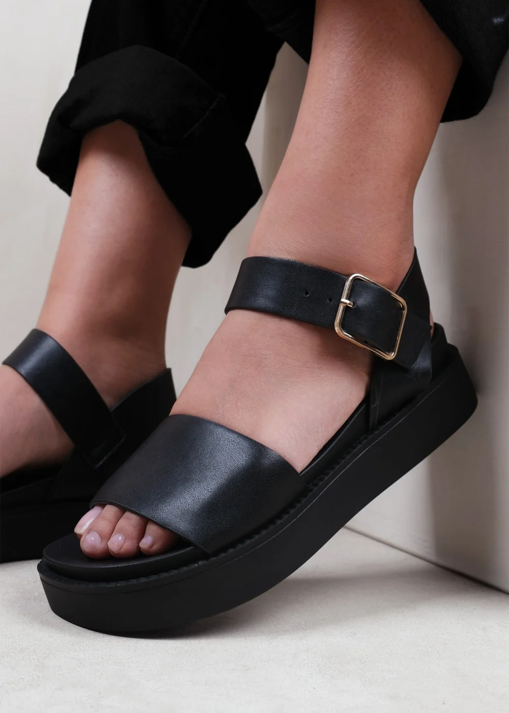 Where's That From Black Pu Phoenix Classic Flat Sandals - 8 Image 3