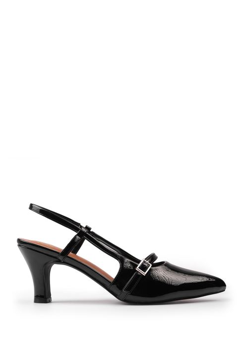 Where's That From Black Patent On Point Slingback Heeled Sandals - Size 7 Image 1