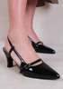 Where's That From Black Patent On Point Slingback Heeled Sandals - Size 7 Image 3