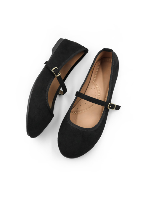 Where's That From Black Suede Josie Ballerina Flats - 3 Image 1