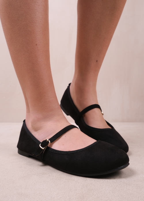 Where's That From Black Suede Josie Ballerina Flats - 3 Image 2