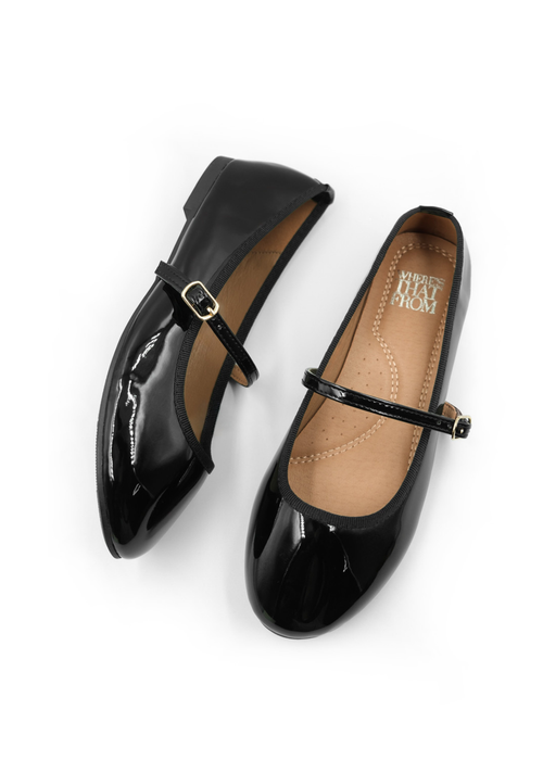 Where's That From Black Patent Josie Ballerina Flats - 3 Image 1