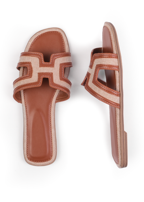 Where's That From Tan Surge Cut Out Strap Flat Sandals - 4 Image 1