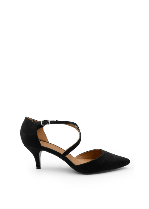 Where's That From Black Faux Suede Kennedi Low Kitten Heels - 4 Image 1