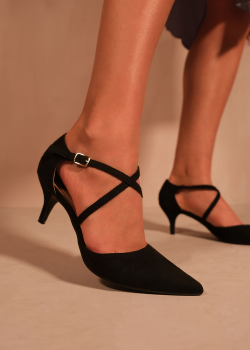 Where's That From Black Faux Suede Kennedi Low Kitten Heels - 4 Image 2
